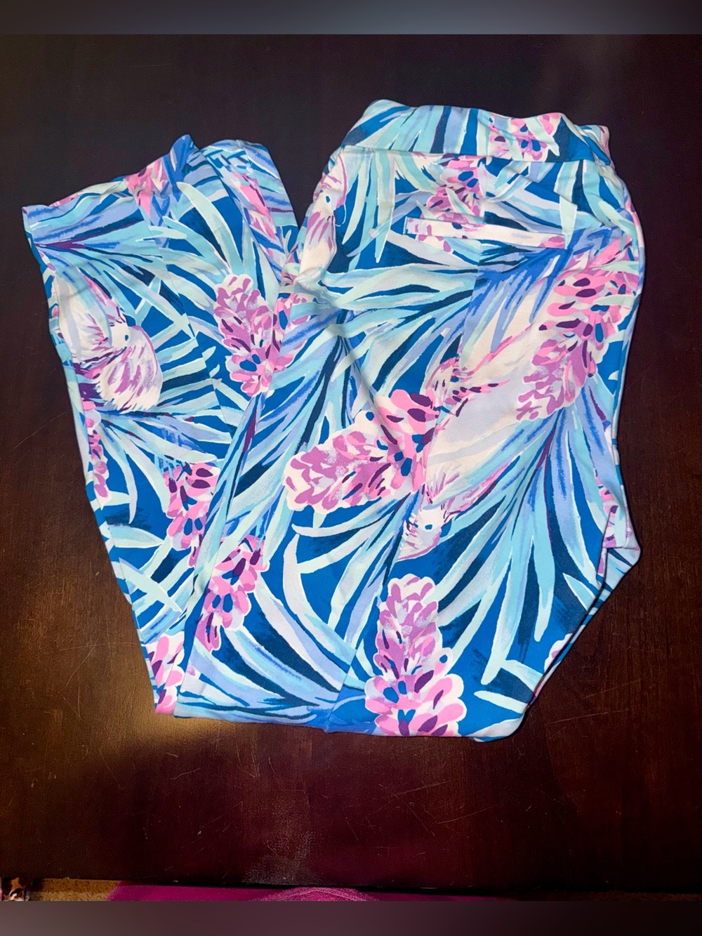 EEUC Lilly Pulitzer Blue Tropical Floral Stretchy Ankle Pants